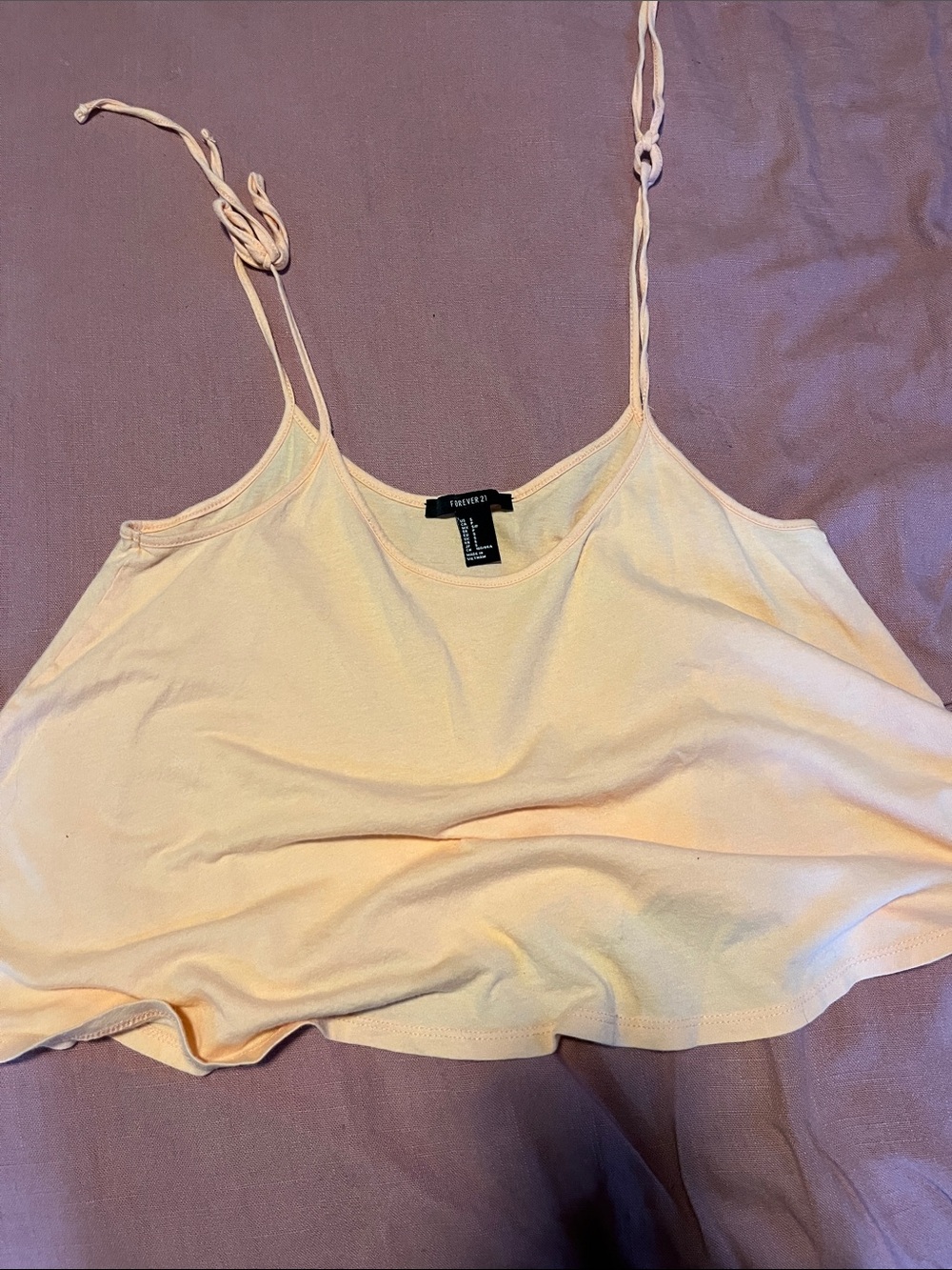 Forever 21 Light Peach Tie-Strap Crop Cami